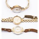 A collection of three ladies watches to include a 9ct gold Accurist, round silver dial with gold