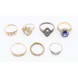 A collection of assorted dress rings, including 9ct gold topaz coloured dress ring, a 9ct gold dress