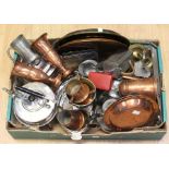 A collection of silver plated items, early 20th Century pewter and copper wares