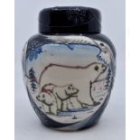 Moorcroft Pottery: A Moorcroft Collectors Club 'Polar Bear' pattern ginger jar and cover designed by