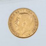 A 1912 George V gold half sovereign, London mint.