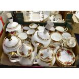 A collection of Royal Albert Old Country Rose including tea/dinner sets, vases, trinket, bowls, cake