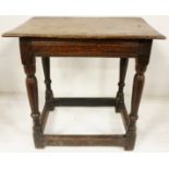 A mid to late 17th Century joined oak side table, possibly made during the reign of Charles II,