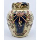 Moorcroft Pottery: A Moorcroft 'Honeysuckle' pattern ginger jar designed by Sarah Brummell-Bailey.