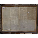 The Lincoln, Rutland, Stamford Mercury 1784, framed newspapers, some interesting stories, along with