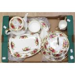 A collection of Royal Albert Old Country Roses including meat plates, cake stands, part dinner and