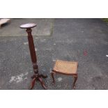 A Victorian style mahogany torchere, 131cm high, together with a 20th Century stool, fitted with