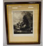 Pair of engravings - 'The Cornfield' by John Constable and a river scene by a French engraver,