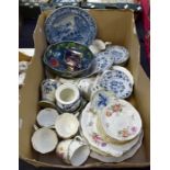 Royal Crown Derby Posies pattern china wares along with lustre Maling wares, blue and white, early