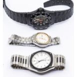 A collection of three watches to include a Swiss Army watch, a Pulsar watch, both gents and a ladies