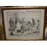 A group of satirical etchings and engravings along with a modern engraving of 1840 Mickleover and