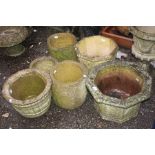 Six various planters, comprising two octagonal and four circular composite planters, 20th Century,