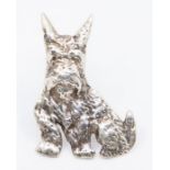 A silver brooch in the form of a realistically cast  Scottie dog, size approx 54mm, pin and C