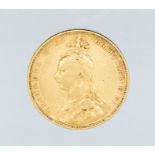 An 1893 Victoria "Jubilee bust" gold sovereign, Melbourne mint.