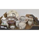 A collection of assorted Staffordshire items, comprising an early 19th Century Sunderland Lustre