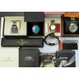 A collection of watches, including Accurist chronographs and a perpetual, Krug Baumen, Rotary,