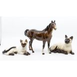 John Beswick horse along with Royal Doulton cat and one more