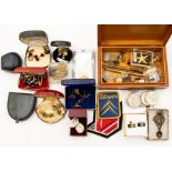 A collection of items to include two vintage rolled gold pencils, various cufflinks including