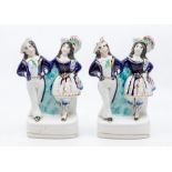 A pair of Staffordshire flatback figures of dancers (2)