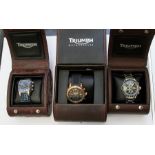 Watches - three Triumph Motocycles gentleman's watches, including one chronometer, boxed (3)