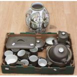 Green Denby dinner services along with a Denby vase