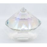 A large glass model of a diamond, approx 20cm diam, with stand, boxed