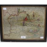 Drayton, Michael. Allegorical map of Warwickshire, hand-coloured copper engraving on laid/chain-
