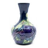 Moorcroft Pottery: A Moorcroft 'Finches Green' pattern vase designed by Sally Tuffin. Height