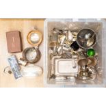 A substantial collection of silver-plated items including wine holders, beakers, food warmers,