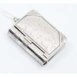 A Victorian style silver book shaped combination vesta case, by Carr's of Sheffield, 2001, 1.53ozt