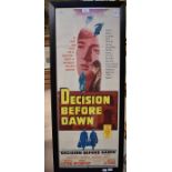 Original film poster of 'Decision Before Dawn', folded, framed and glazed