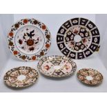 Royal Crown Derby dinner plates - 1128, 2451, 8687, Derby Border (all seconds); together with
