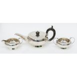 A matched George V silver three piece Batchelor's three piece tea service to include teapot, sugar