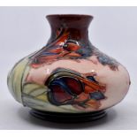 Moorcroft Pottery: A Moorcroft 'Red Tulip' pattern squat vase. Height approx 10.5cm. Impressed