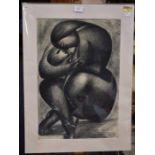 Modernist School Mother & Child charcoal sketch signed S A Ward (Alan Ward)