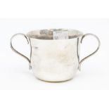 A George V silver two handled plain porringer style cup, London, 1910, 3.62ozt  (1)