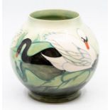 Moorcroft Pottery: A Moorcroft 'Swan' pattern limited edition globular vase designed by Sally