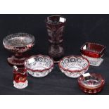 *** LOT WITHDRAWN. TO BE REOFFERED IN FINE ART FEB 24TH*** Ruby flash glass, including vase, dishes,