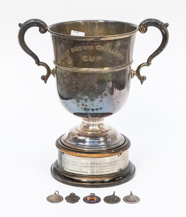 FOOTBALL / MILITARIA INTEREST: An EPNS two handled trophy with presentation inscription: BERT