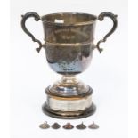 FOOTBALL / MILITARIA INTEREST: An EPNS two handled trophy with presentation inscription: BERT