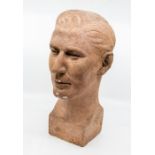 A painted plaster portrait bust of Sir John Harvey-Jones CHECK  Provenance: from the Estate of the