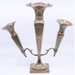 Birmingham silver posy vase with two branches, height 31.5cms approx, weight is 26.42ozt approx,