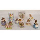 A collection of boxed Royal Albert Beatrix Potter figures, along with Royal Doulton Brambly Hedge