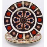 Three Royal Crown Derby 1128 Imari plates, medium size, second quality