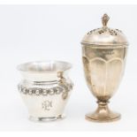 A George V silver sugar caster, facet body, the body by Adie Brothers, Birmingham, 1928, with