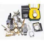 A collection of ladies and gents wristwatches mostly modern examples, some in boxes, sports and