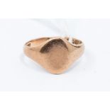 A 9ct rose gold signet ring, oval form, size S, weight approx 4gms    Condition report: shank