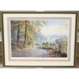 Rex Preston signed print, 48 x 68 cms, view of Derwent in Derbyshire