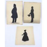 Three early 19th Century silhouettes on card