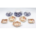 Royal Crown Derby pin dishes, Olde Avesbury along with Royal Crown Derby Blue and White Imari